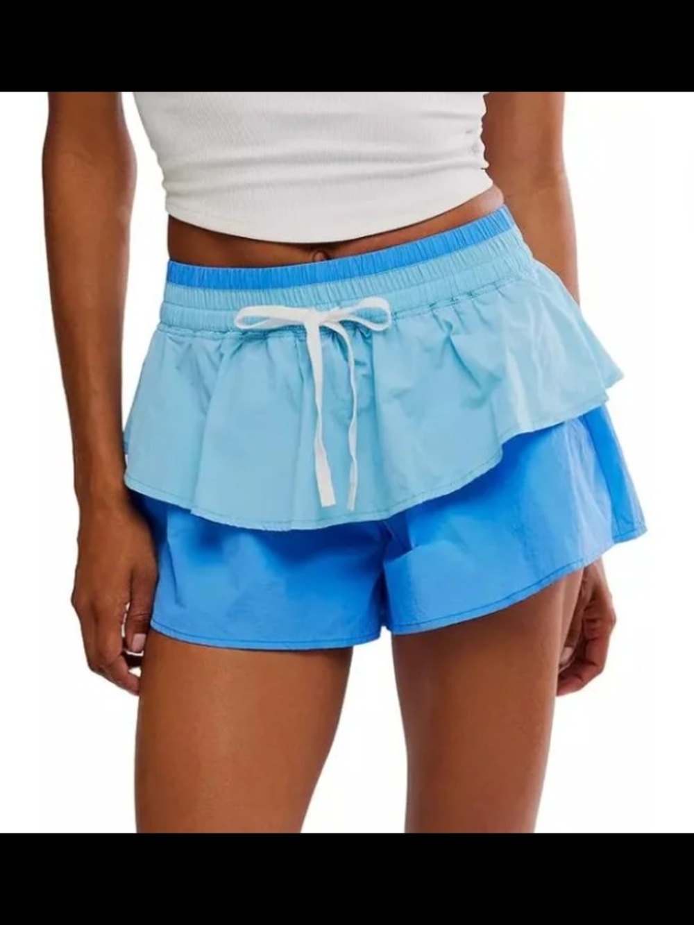 Free People Brand New Shorts In A Light Blue Combo Size Large